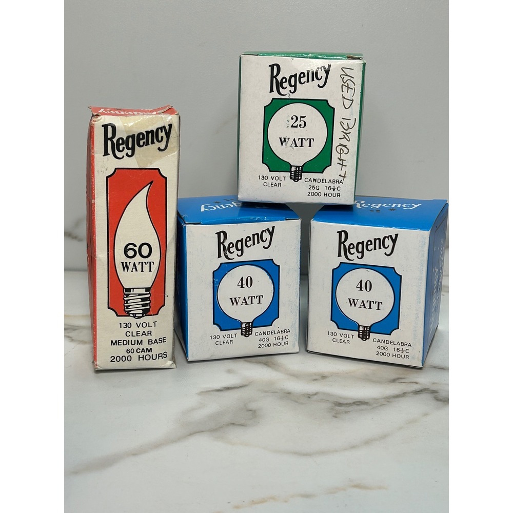 Vintage Regency Light Bulbs Lot 60W Medium 40W 25W Candelabra 130V retro bulbs